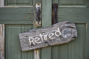 Retired Sign Hanging on Door